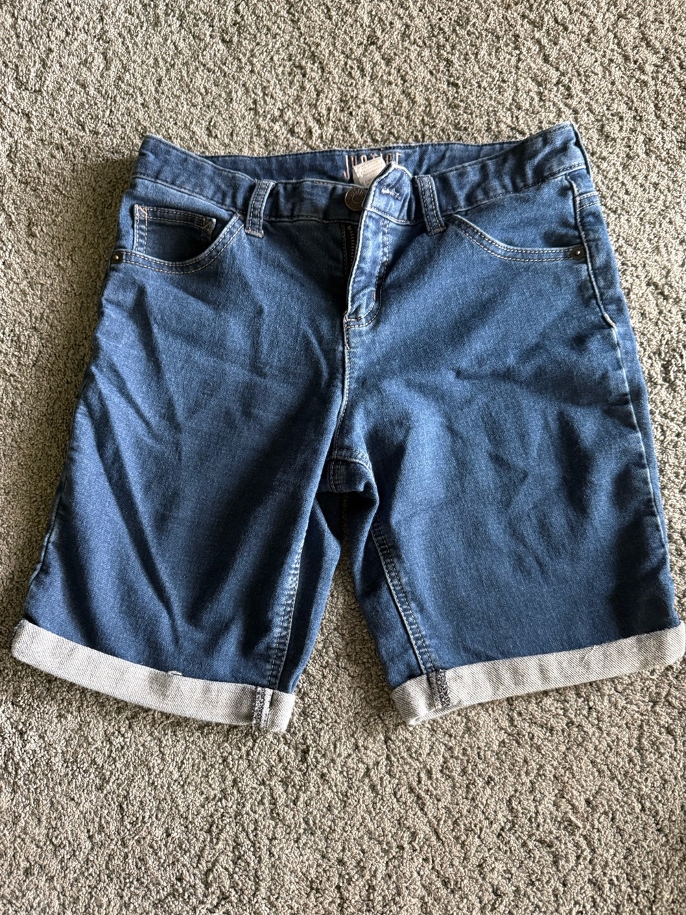 Justice Men's Dark Blue Denim Roll-Cuff Shorts